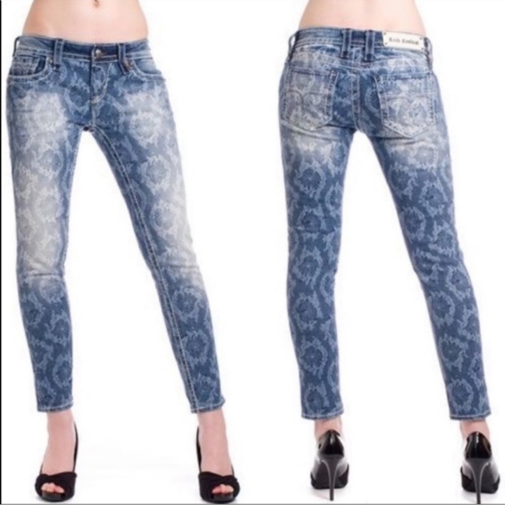 Rock Revival Jeans Womens 28 Lydia Cropped Skinny Lacey Feminine Sexy EUC